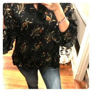 Boho ruffle floral top